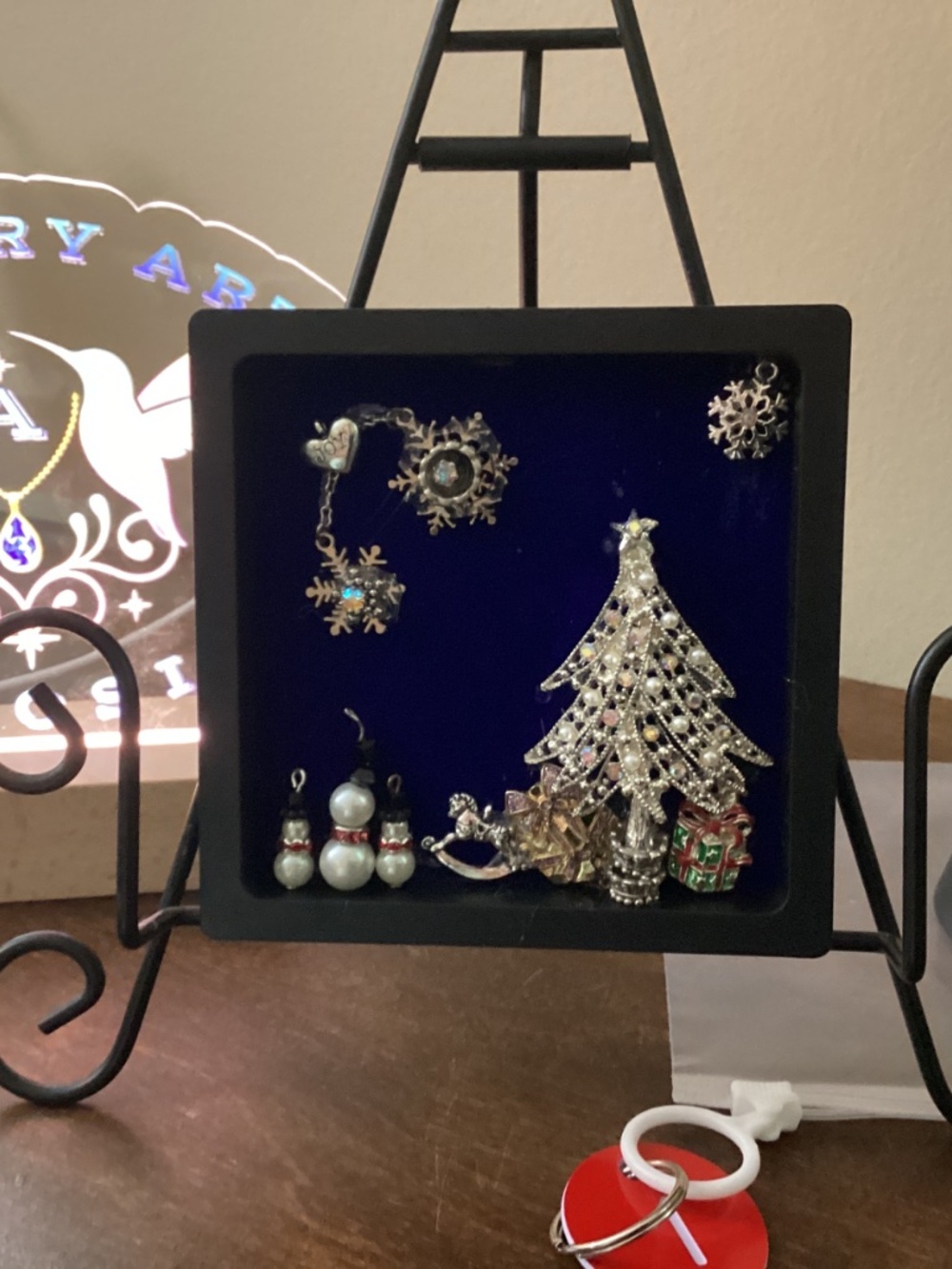 Handcrafted Jewelry Christmas tree silver tone angel reversible framed art - Picture 8 of 9